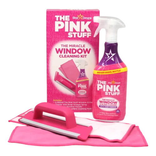 6539604605_w640_h640_pink-stuff-nabor Набір для миття вікон The Pink Stuff Window Cleaning Kit (2 серветки + щітка + рідина), 1 шт