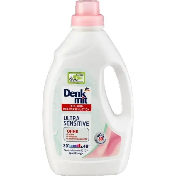 Гіпоалергенний гель для прання Denkmit Ultra Sensitive для делікатних і вовняних тканин, 1.5 л
