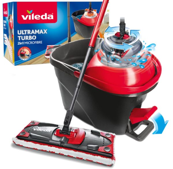 віледа 2 Швабра Vileda Ultramax Turbo набір швабра та відро з віджимом, 1 шт