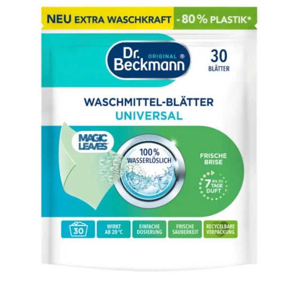 Серветки для прання універсальні для чутливої шкіри Dr. Beckmann Magic Leaves Waschmittel-Blatter Sensitiv 30 шт