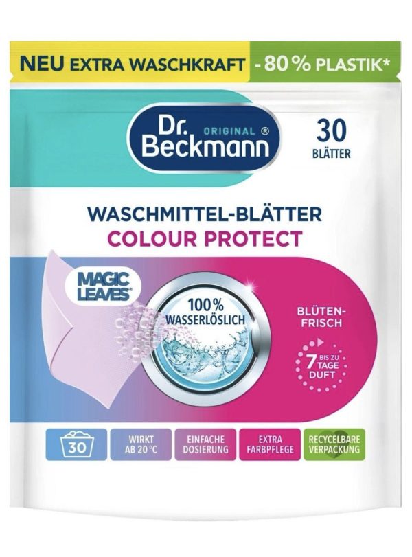 Серветки для прання кольорових тканин Dr. Beckmann Magic Leaves Waschmittel-Blatter Color Protect 30 шт