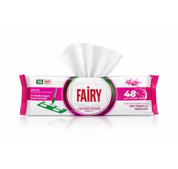 Вологі універсальні серветки сумісні зі шваброю для миття підлоги Fairy Лілія, 50 шт.
