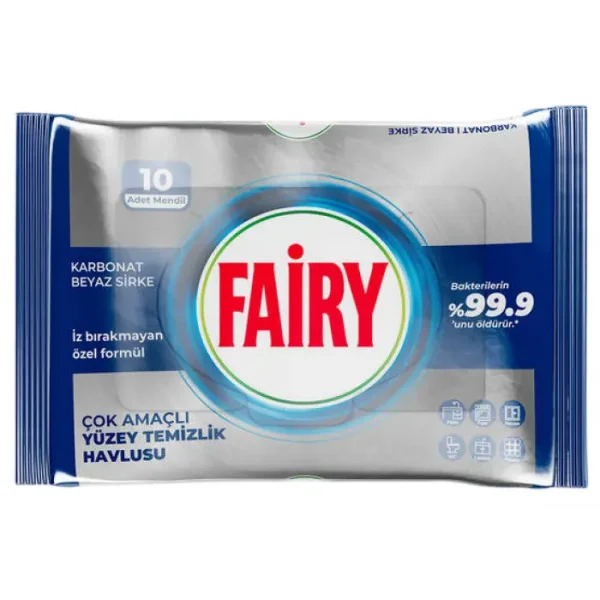 Антибактеріальні вологі серветки для прибирання Fairy Platinum, 10 шт