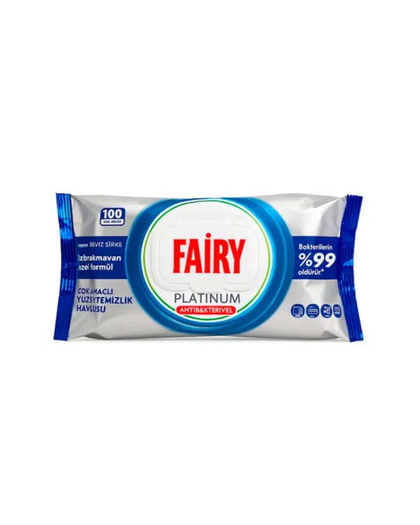 Антибактеріальні вологі серветки для прибирання Fairy Platinum, 100 шт